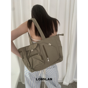 Lonslan 2025NEW韩系多口袋大容量充棉通勤电脑包单肩包 BAG