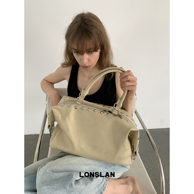 Lonslan BAG 2026春夏设计感铆钉大容量腋下手提包包
