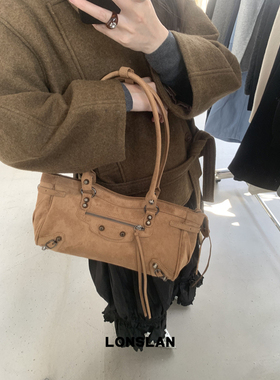 Lonslan BAG 2025 NEW 时尚潮流铆钉流苏点睛设计大容量单肩包