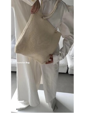 Lonslan BAG 2022秋季新款毛织休闲简约百搭编织肩带单肩包包女