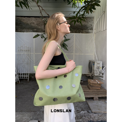 Lonslan BAG 2026春夏大容量亮片小众设计托特包度假通勤包