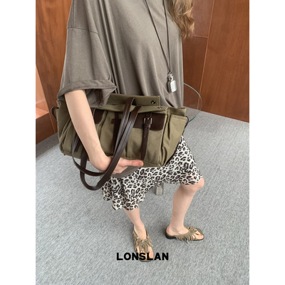 Lonslan BAG 2026春夏百搭多口袋大容量单肩腋下包包托特包