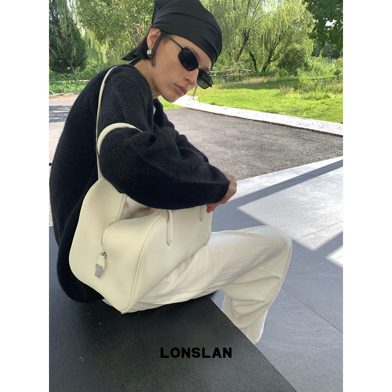 Lonslan BAG 26早秋 设计感复古荔枝纹大容量波士顿枕头包图片