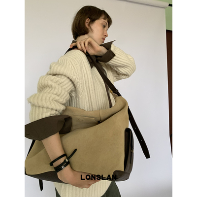 Lonslan BAG 2025NEW 时尚简约百搭大容量侧边口袋磁扣单肩托特包