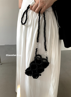 Lonslan BAG 2023SS NEW小众设计简约镂空手工编织木珠串珠手机包