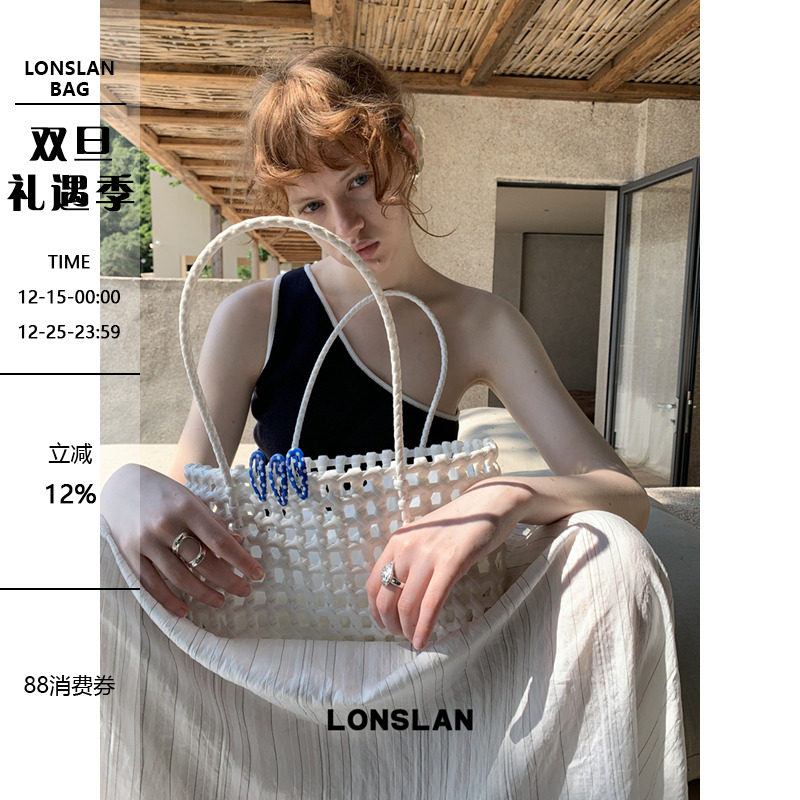 Lonslan BAG 2025  NEW   手工编织网兜网眼设计多色编织菜篮子包