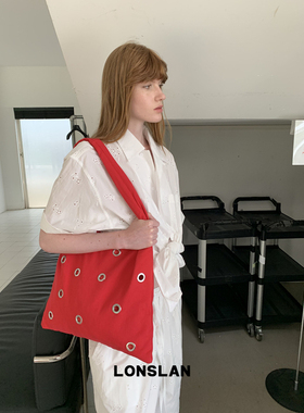Lonslan BAG 2025  NEW   时髦柳丁圈口大容量休闲通勤帆布包