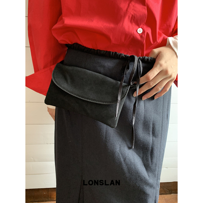 Lonslan BAG 2025NEW早秋复古麂皮横版腰包翻盖手机包高级百搭包