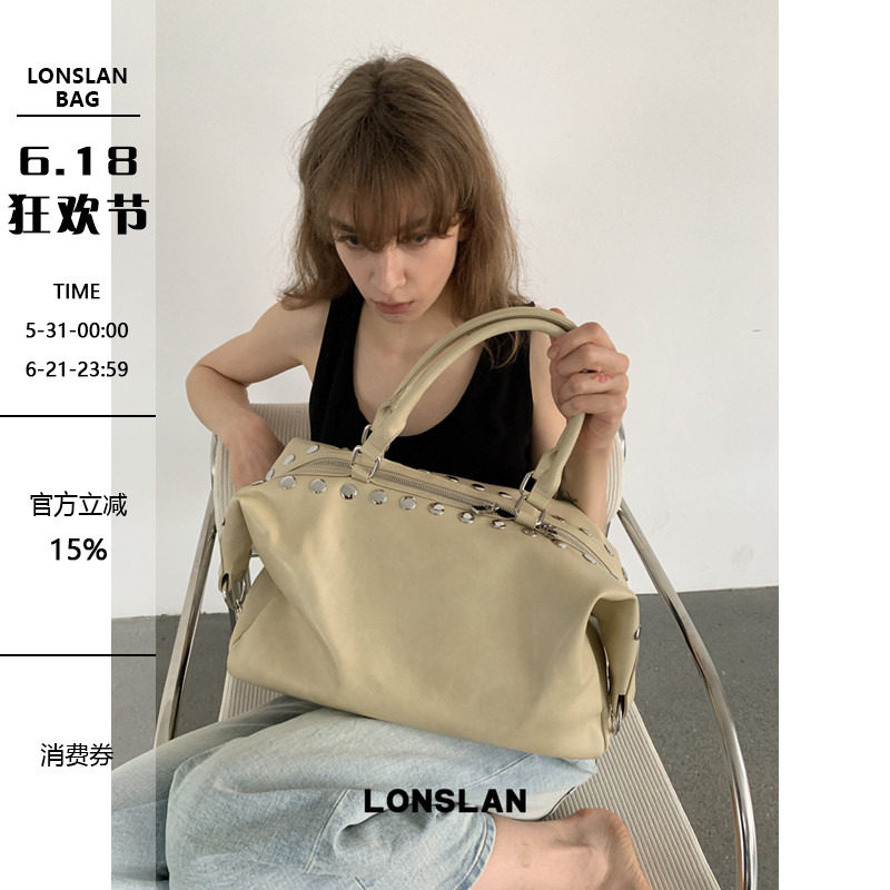 Lonslan BAG 2026春夏设计感铆钉大容量腋下手提包包