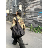 Lonslan BAG 24AW简约大容量尼龙充棉菱格单肩包包女