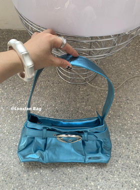Lonslan BAG 23SUMER NEW小众设计y2k辣妹亮面皮带扣单肩腋下包