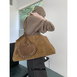 复古极简麂皮纯色大容量通勤单肩腋下包 2025NEW Lonslan BAG