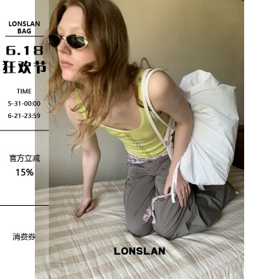 Lonslan Bag 2026新款休闲尼龙抽绳大容量单肩包通勤日常包包