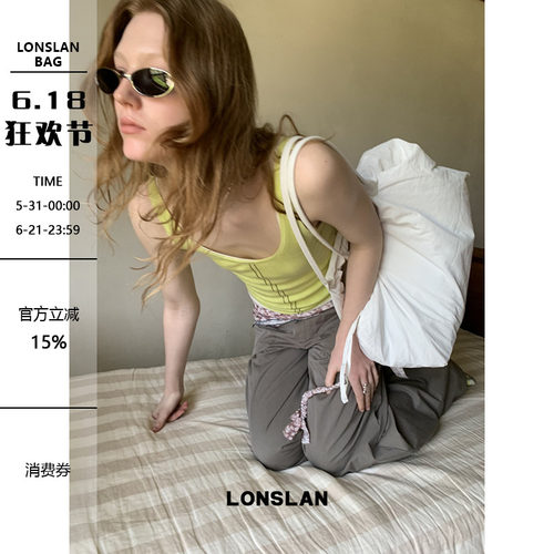 Lonslan Bag 2026新款休闲尼龙抽绳大容量单肩包通勤日常包包