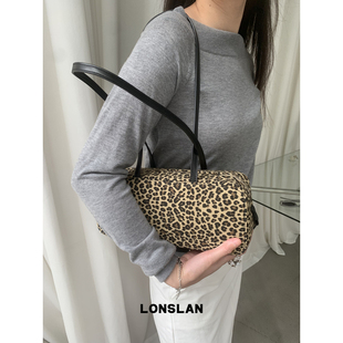 Lonslan BAG 2025NEW早秋复古麂皮绒时尚法棍包大容量通勤包