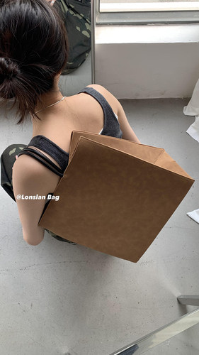 Lonslan BAG 2024复古手提通勤大容量托特包纸袋的包购物袋通勤包