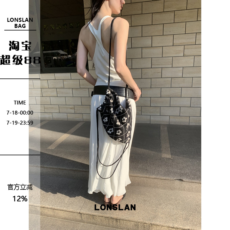Lonslan BAG 2025春夏针织小花朵双肩细肩带包包
