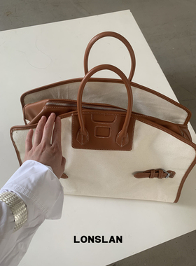 Lonslan BAG 2025NEW早秋复古高级感大容量撞色休闲百搭通勤包