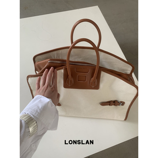 Lonslan 2025NEW早秋复古高级感大容量撞色休闲百搭通勤包 BAG
