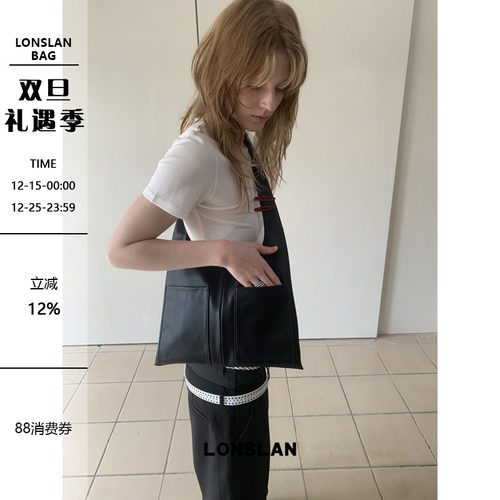 Lonslan BAG 2025多口袋设计软皮轻便大容量腋下单肩包