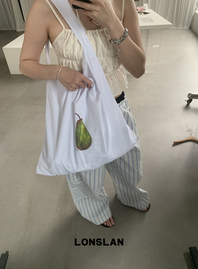 Lonslan BAG 2025NEW韩系一颗梨印花简约大容量可斜挎布袋