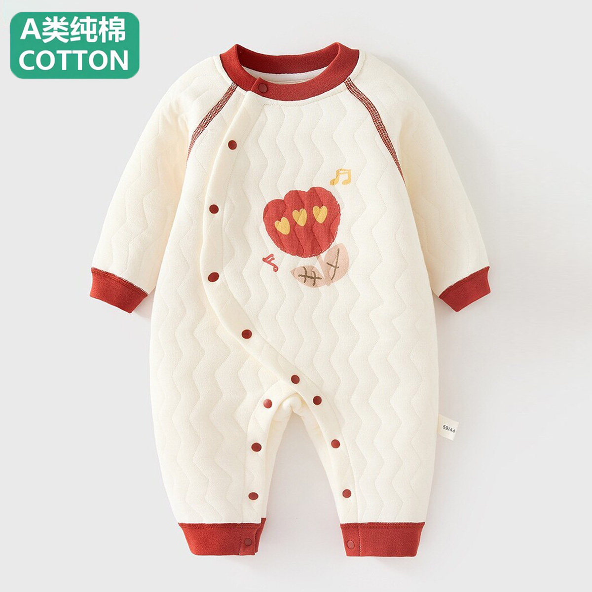 全棉婴儿连体衣秋冬装保暖夹棉新生儿衣服宝宝空气棉哈衣套装加厚