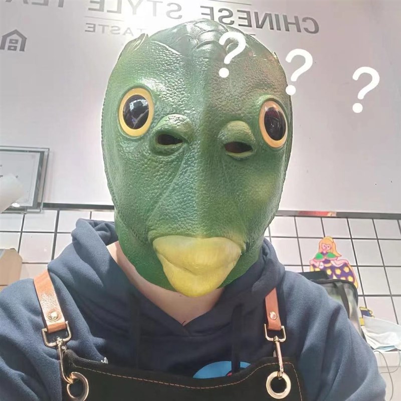 怪头套绿鱼面具怪怪鱼头套鱼头头套绿头n鱼头套绿绿头怪绿面具