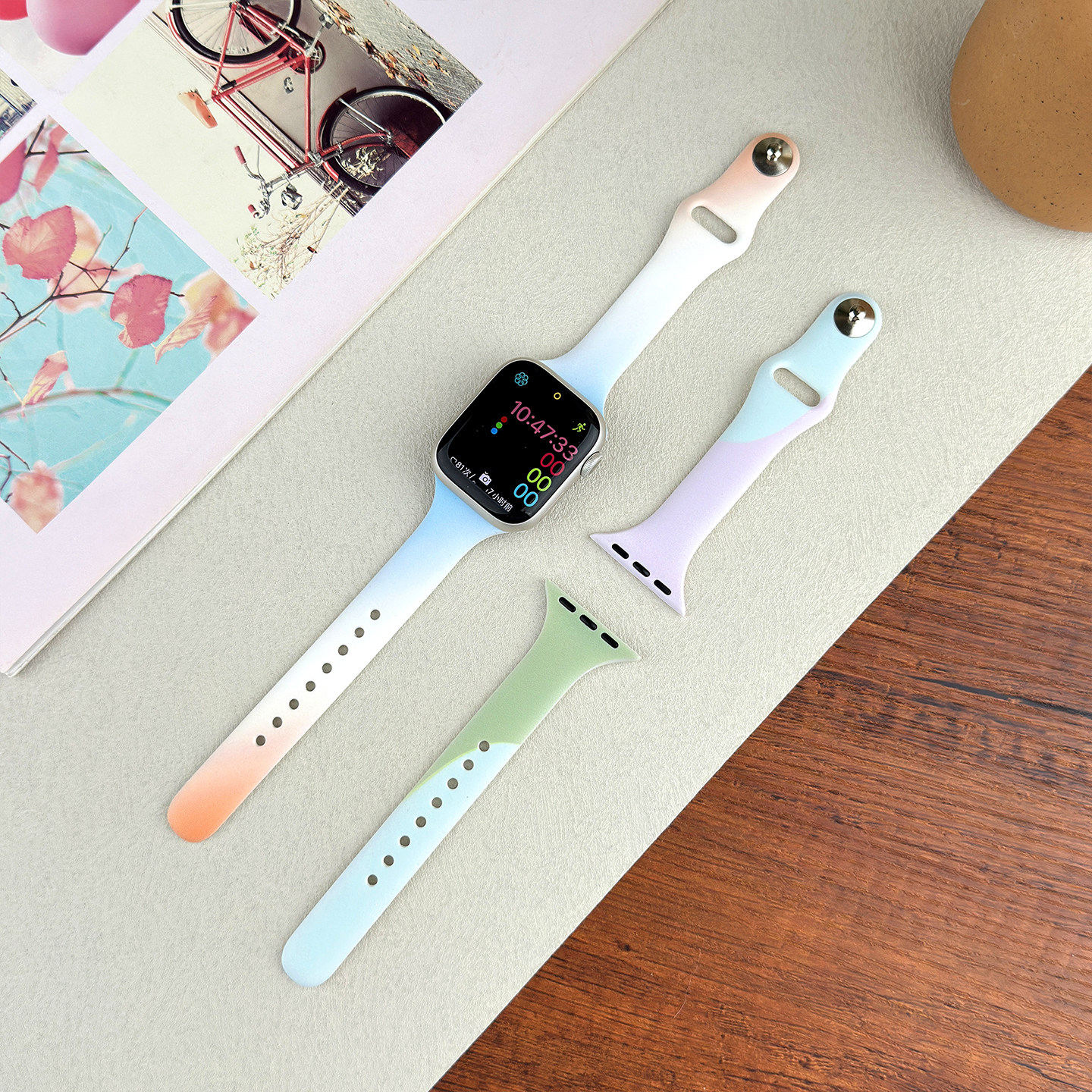 适用iWatch11小蛮腰渐变硅胶表带
