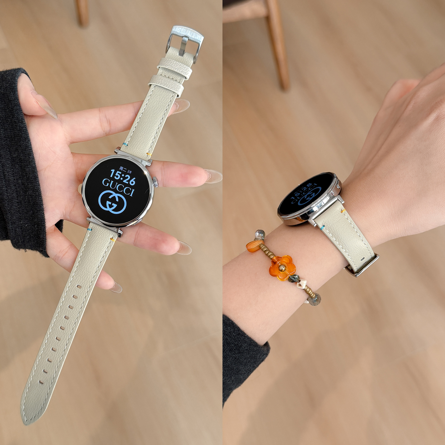 适用gt6/5锁线小羊皮手表带
