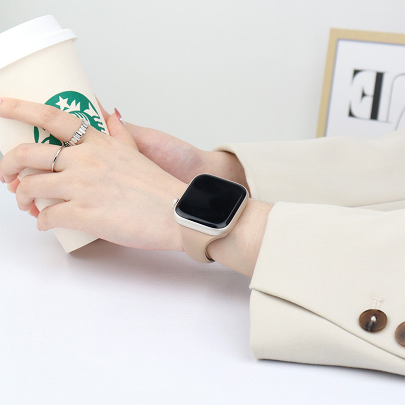 适用苹果s9手表带iwatchS10硅胶运动型applewatch9/8/7/6/5小蛮腰表带创意ins风潮41/45/42/46mm细款se夏天女