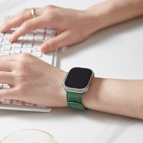 iwatch表带磁吸双色皮纹车线