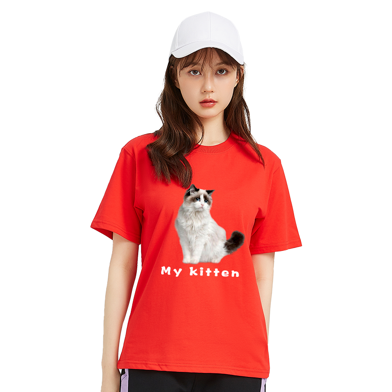定制T恤猫咪图案狗狗照片diy文化衫印logo工作服纯棉短袖夏季男女