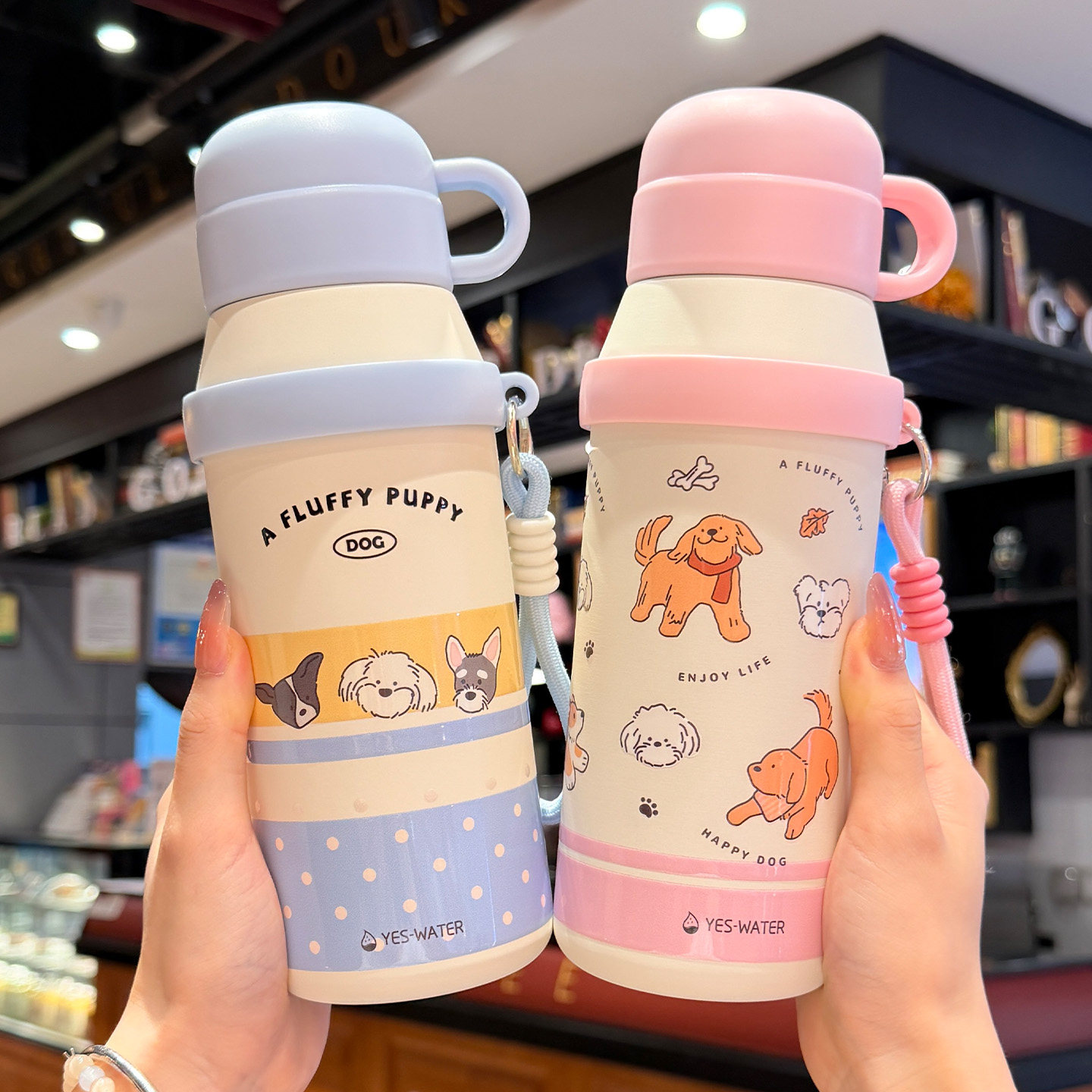 可爱一杯三饮儿童保温杯女生高颜值双饮吸管杯子便携学生水壶带盖