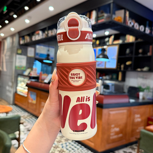 高档保温杯男女生大容量吸管水杯户外学生运动便携316不锈钢水壶