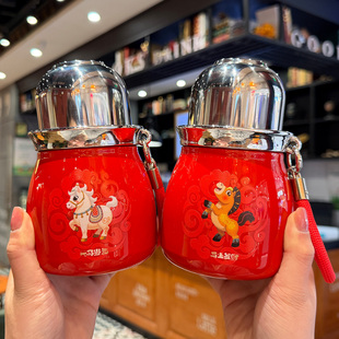 2026马年葫芦保温杯高颜值一杯三饮小巧便携吸管杯高级钛合金水杯