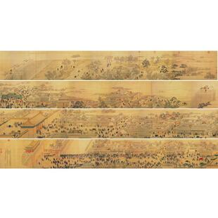 徐扬国画日月合璧五星联珠图复古书画人物手卷真迹微喷仿古复制品