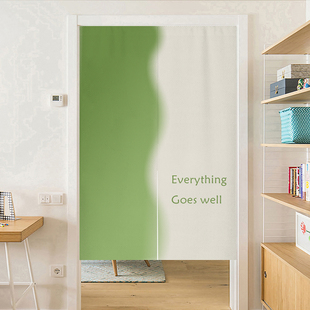 奶系渐变门帘日式装饰半帘免打孔卫生间隔断帘简约卧室遮挡挂帘子