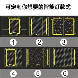 定制浴室镜柜单独镜门带灯除雾时间显示尺寸定做卫生间实木玻璃镜