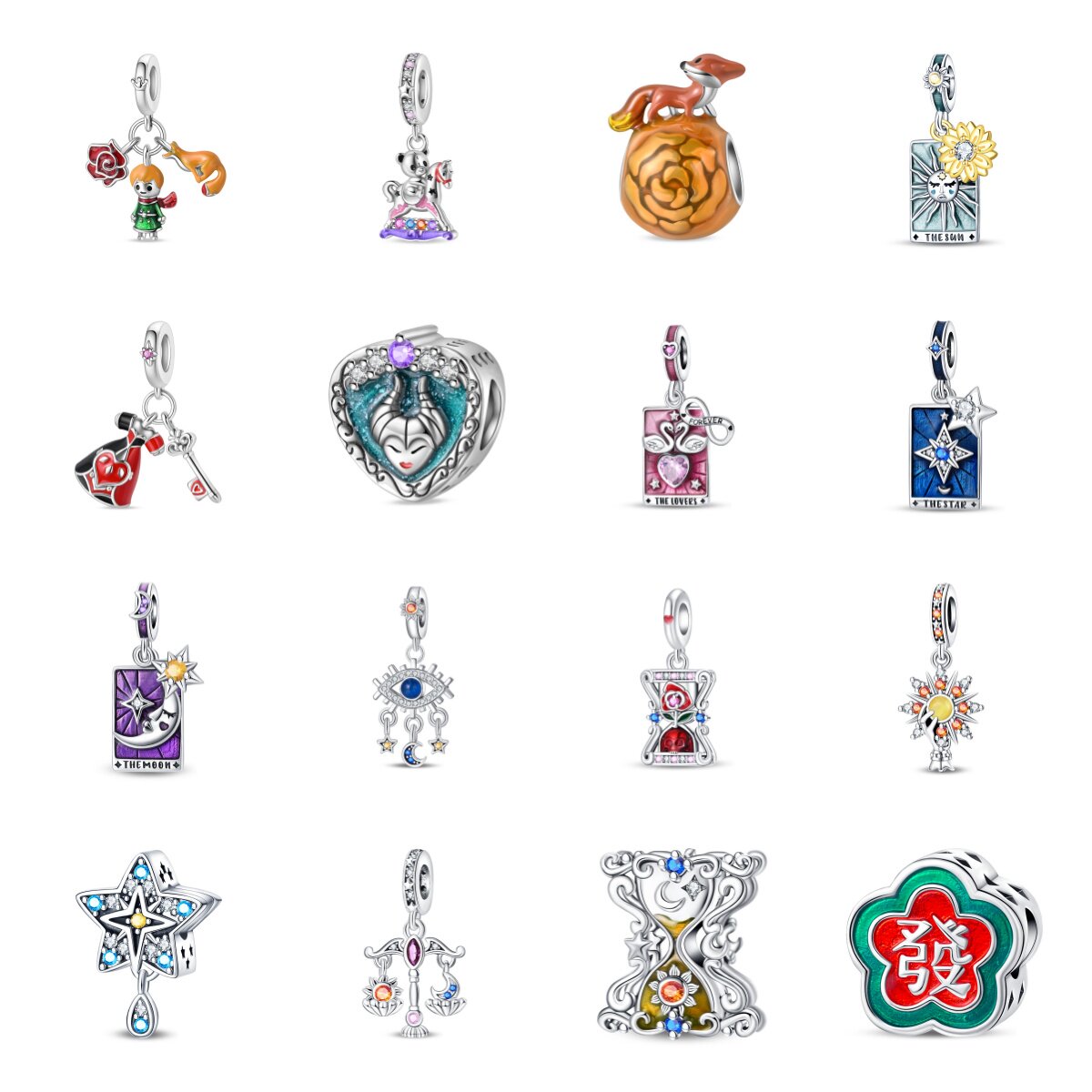 2025吊坠女时尚个性DIY手链手串饰品铜镀银风格串珠配件