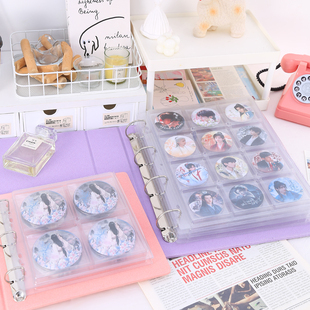 吧唧收纳册圆形胸章收集卡册封面定制58mm徽章保护套75mm谷子动漫周边收藏册收纳展示活页内页吧唧徽章收纳册