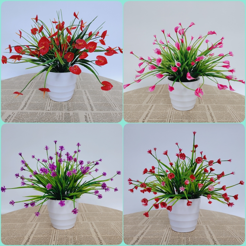 假花仿真花红掌大盆景水草满天星玫瑰花绿植花卉花坛酒店隔断摆设