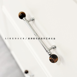 柜门把手中古风法式衣柜把手整体橱柜银色抽屉覆古高级感纯铜设计