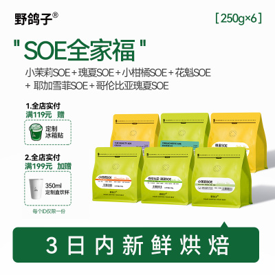 野鸽子埃塞俄比亚耶加雪菲花魁soe组合装手冲咖啡豆阿拉比卡现磨