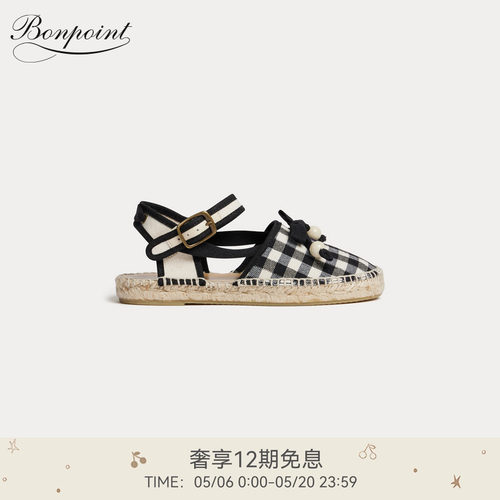 【新品】Bonpoint2026春夏女大童格纹印花儿童鞋小樱桃童装