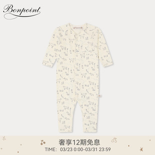 Bonpoint2026春夏新生儿小狗图案睡衣连身衣小樱桃童装 新品