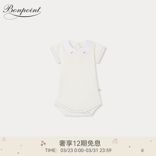 Bonpoint2026早春新生儿卡通图案娃娃领连身衣小樱桃童装 新品