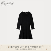 新品 2025秋冬女大童樱桃图案荷叶领连身裙Bonpoint童装