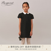 新品 2025秋冬女大童爱心图案翻领连身裙Bonpoint童装
