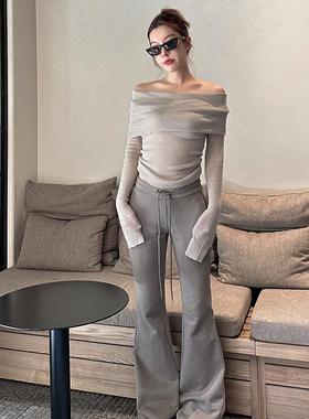 DIDI DESIGN美式辣妹2025新春卫裤瑜伽运动裤子女低腰休闲喇叭裤