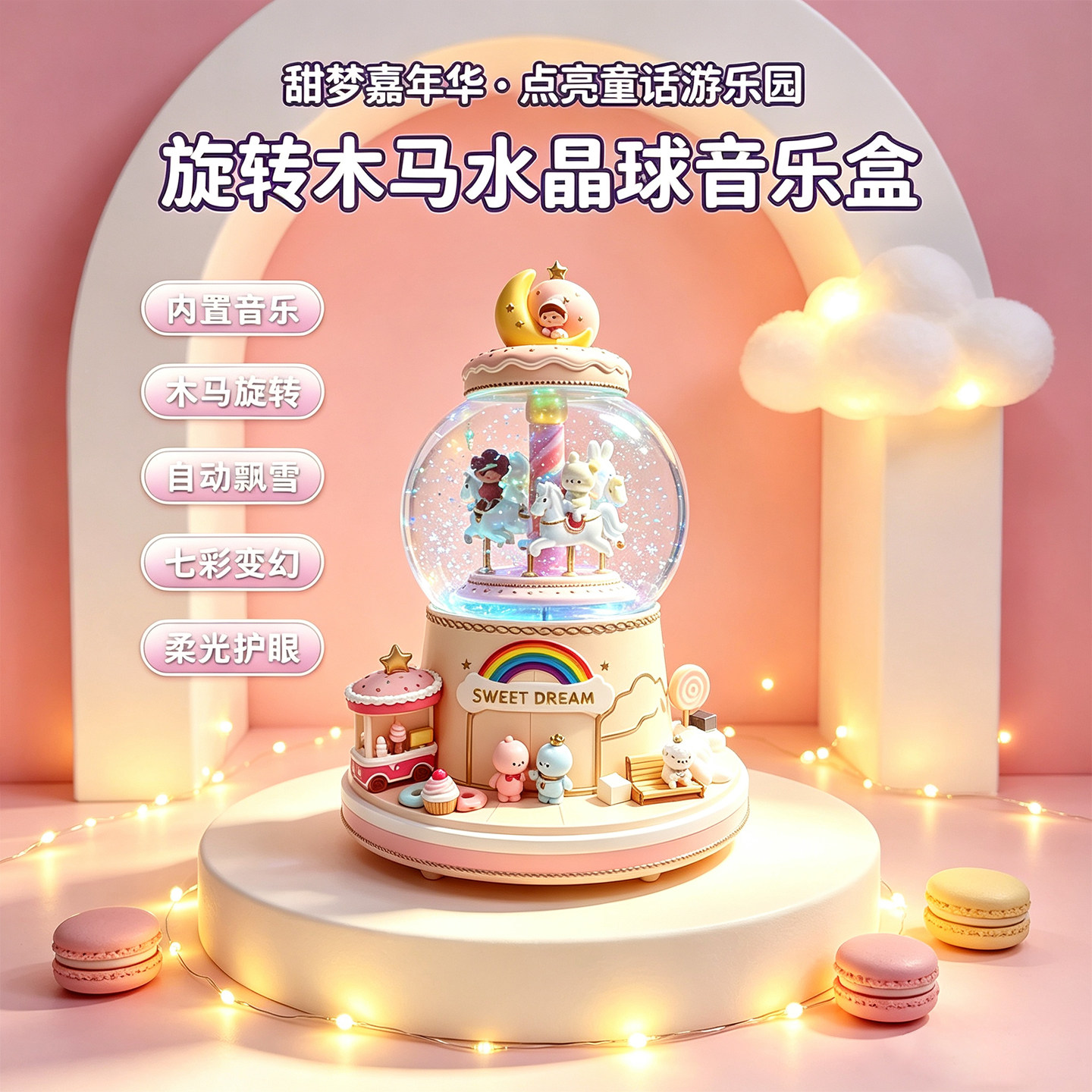 甜梦嘉年华发光水晶球音乐盒礼物图片